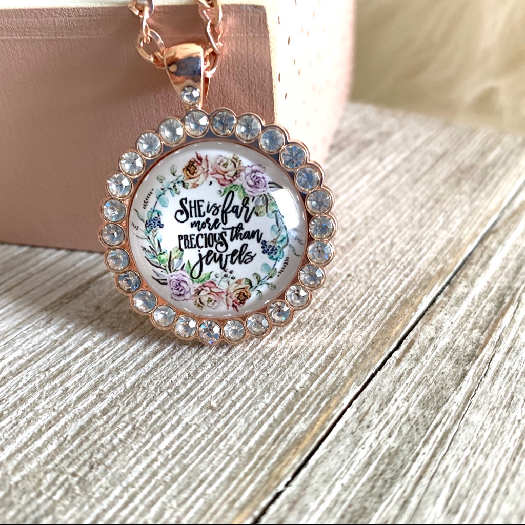 Nwt Rose Gold Cz She Is Far More Precious Necklace